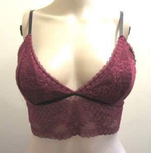 Bralette XOXO Borgoña Floral Encaje Acolchado Tirantes Espalda Sin Alambres Talla Mediana - Imagen 1 de 8