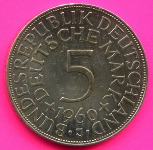 1960 'J' Germany 5 Mark Silver Coin (11.2 Grams .625) - Picture 1 of 2