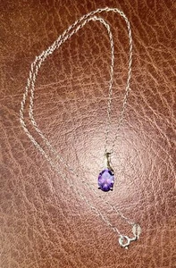 Amethyst Pendant 925 10K RLBO on 18” Chain - Picture 1 of 6