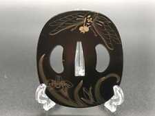 81454 Japanese Sword Fittings Tsuba Katsumushi And Butterfly Ironwork