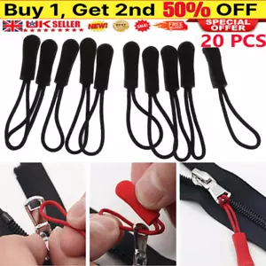 Set of 10/ 20 Zip Pull Zipper Puller Cord Slider Fastener Jacket Bag Backpack - Picture 1 of 21
