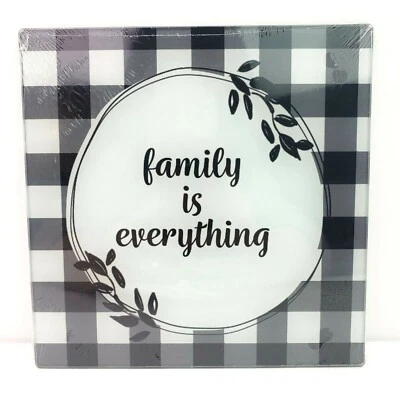 Cooking Concepts Family Is Everything 7.75x7.75 Decorative Glass Cutting Board - Image 1 of 3
