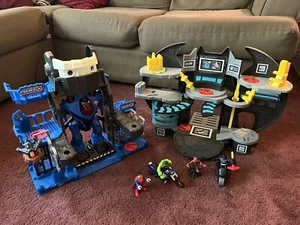 IMAGINEXT 2 SETS! Batman & Superman Robot Police Headquarters & Batcycle Batcave - Picture 1 of 24