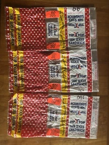 Lot of 3 Used Vintage Tip Top White Bread Plastic Bags 30 Cents - Picture 1 of 6