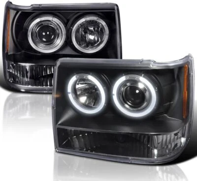 For 1993-1998 Jeep Grand Cherokee Black Projector Headlights Driver & Passenger - Image 1 of 4