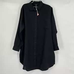 Quince Women's Black European Linen Long Sleeve Shirt Dress S Button Front NWT - Picture 1 of 7