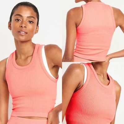 Camiseta sin mangas acanalada sin costuras ajustada Old Navy para mujer talla S M L XL 2X Foto 1 de 4