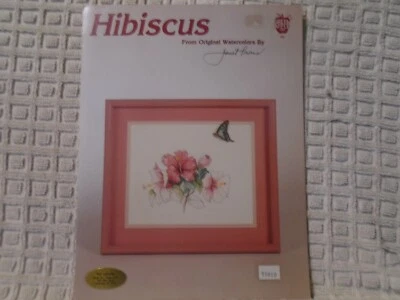 Green Apple: HIBISCUS - from Watercolors by Janet Powers Cross Stitch Book #563 - Image 1 of 2