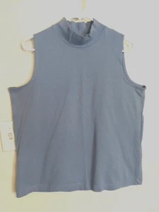 CJ Banks Womens Blouse 1X Plus Blue Turtleneck Sleeveless Shirt Top Casual - Picture 1 of 3