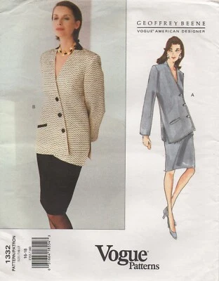 Vogue Sewing Pattern 1332 Jacket & Skirt Suit by Geoffrey Beene Size 16 - 18 Vtg - Image 1 of 4