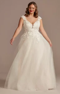 UK26/28 US24w DB Studio aplicado manga gorra tul vestido de baile vestido de novia - Imagen 1 de 17