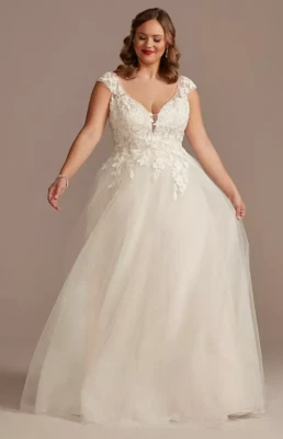 UK26/28 US24w DB Studio aplicado manga gorra tul vestido de baile vestido de novia Foto 1 de 4