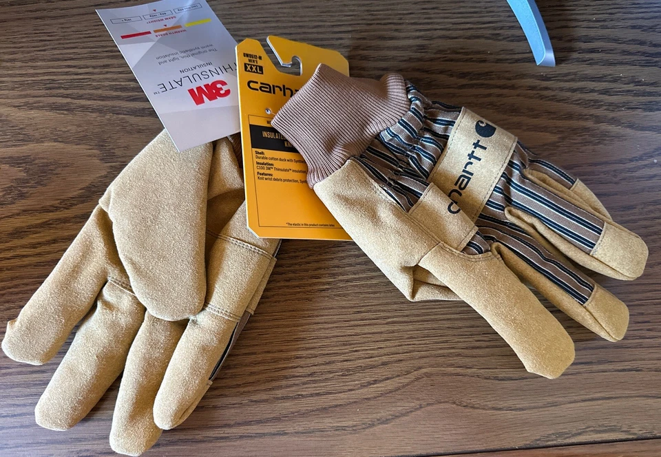 Guantes de trabajo aislados Carhartt talla 2XL gamuza punto puño guantes de trabajo par Foto 1 de 4