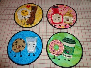 Drink COASTERS - Custom made - Handcrafted applique - Washable - Gift quality - Picture 1 of 12
