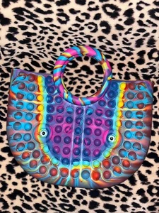 Pop It Fidget Rainbow Rubber Purse Eyes Vibrant Colors - Picture 1 of 4