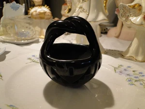 Santa Clara Pueblo, Teresa Gutierrez signiert, Sm. Geflochtener Griff Korb, 3"x2,5" - Bild 1 von 10