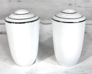 Noritake Salt & Pepper Shakers White Scapes Stoneleigh Sri Lanka Porcelain EUC - Picture 1 of 8
