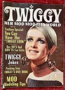 Vintage 1967 Magazine Twiggy Her Mod Teen World Model Groovy Fashion Hair Style - Picture 1 of 10