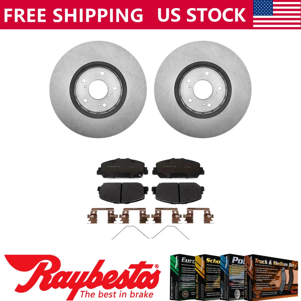 Front Brake Rotors + Ceramic Brake Pads & Hardware For 2013-2018 Acura RDX - Image 1 of 4