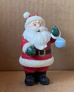 Santa Ornament Holding Ornament. 4” - Picture 1 of 5