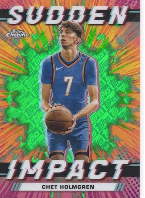 2023-24 Topps Chrome Sudden Impact Green Topps Refractor #SI-23 Chet Holmgren - Image 1 of 2