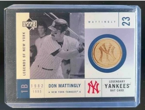 2001 Upper Deck Legends of NY Don Mattingly Juego Usado Bats Yankee Logo #LYB-DM - Imagen 1 de 2