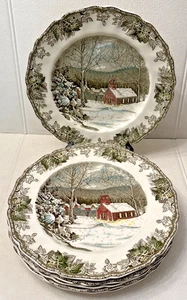 6 Johnson Brothers Friendly Village 9 7/8" Essteller "The School House" Vintage - Bild 1 von 5