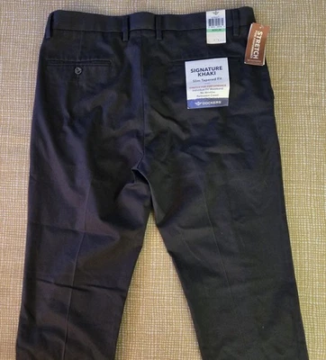 Pantalones Dockers Signature Caqui Para Hombre 34x30 Algodón Carbón Calce Ajustado Cónico Nuevos con Etiquetas Foto 1 de 4