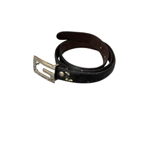 Gucci schmaler Taillengürtel Herren schwarz Leder ineinandergreifende G-Schnalle Größe 36 in - Bild 1 von 2