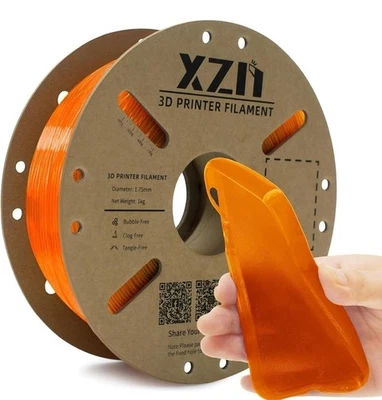 TPU 1.75mm 3D Printer Filament 1KG (2.2 LBS) Spool Clear Orange - Image 1 of 4