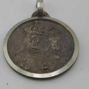 Vintage französische Silber katholische Medaille Anhänger St. Joseph Oratorium Montreal Religio - Bild 1 von 6