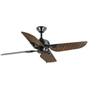 Hampton Bay 52" Indoor/Outdoor Black Wet Rated Downrod Ceiling Fan with 4 Blades - Picture 1 of 15