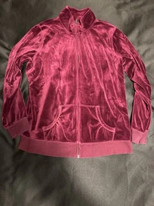 Made For Life Women's L Burgundy Velour Full Zip Jacket - Picture 1 of 4