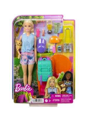 NUEVO MATTEL Muñeca Barbie Malibu y 10+ Accesorios, Juego de Camping con Cachorro +Más Foto 1 de 4