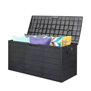 Outdoor Garden Plastic Storage Deck Box Chest Tools Cushions Lockable Seat 75Gal - Picture 1 of 9