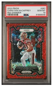 2023 Panini Prizm Christian McCaffrey #267 FOTL Rosso Luccichio /35 PSA 10 GEM - Foto 1 di 3