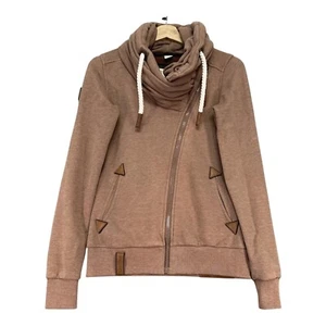 Naketano The Poet's Choice Cowl Neck Full zip Top Womens XS Brown VGC - Picture 1 of 19