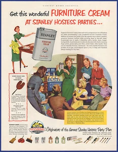 Vintage 1952 STANLEY HOSTESS PARTY Products Furniture Cream 1950's Print Ad - Picture 1 of 1