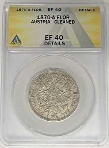 1870-A Austria 1 Florin ANACS XF 40 Details Cleaned - Picture 1 of 2