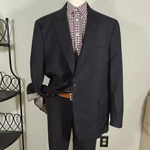 Hart Schaffner Marx Men's Sport Coat Blazer Two Button Navy Blue Wool Size 52L - Picture 1 of 15