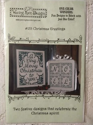 Christmas Greetings Cross Stitch Pattern by Waxing Moon Designs #153 One Color - Image 1 of 3