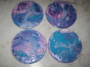 JUEGO ARTESANAL 4 POSAVASOS DE RESINA DE MADERA PARA PINTURA ARTE DE RELLENO - Imagen 1 de 6
