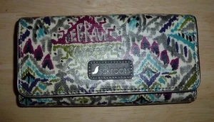 SACROOTS *AC MEGAN* TRIFOLD WALLET in OLIVE *BE BRAVE* COATED CANVAS PRINT - Picture 1 of 6