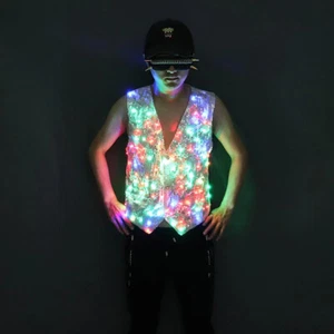 Chaleco de Fiesta LED Rave Colorido Camiseta sin Mangas Camisa Disfraz Festival Techno Luz Camisa - Imagen 1 de 7