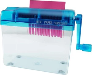 HOME-X Hand Crank Paper Document Shredder, Office and Teaching blue, clear - Picture 1 of 6