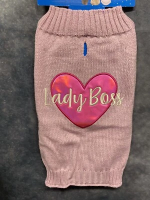 Vibrant Life "Lady Boss" Pink Heart Dog Cat Pet Sweater Size small NEW - Image 1 of 4