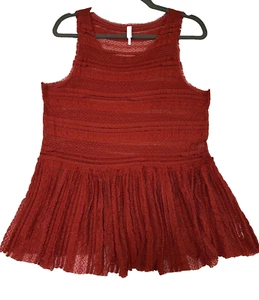 Free People Intimately Rust Pucker Up Peplum Stretch Lace Tank Top NWOT M - Picture 1 of 7
