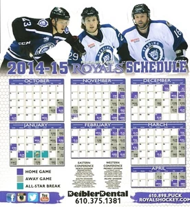 Refrigerator Magnet Reading Royals Schedule 2014-2015 ECHL 7" x 7" ! - Picture 1 of 1