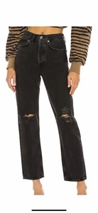 NWT AGOLDE size 27 black jeans inseam 29” smokestack mid rise button fly - Picture 1 of 11