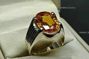 4.00CT Oval Cut Lab-Created Citrine Engagement Men's Ring 14K Yellow Gold Plated - Picture 1 of 5